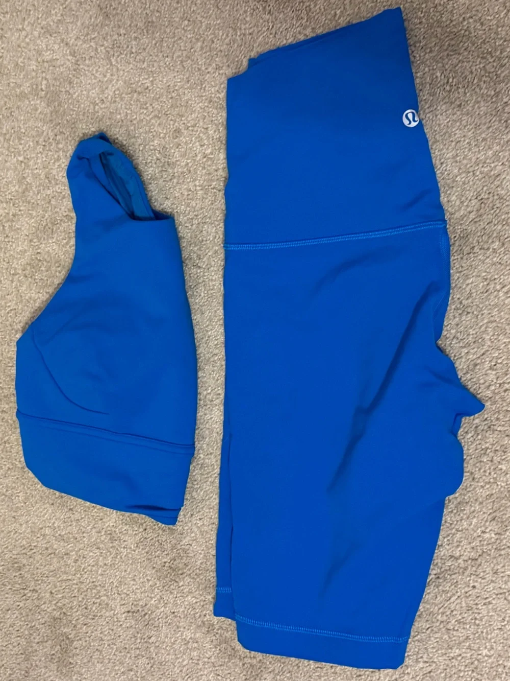 lululemon athletica Blue Sports Bra and High-Waist Bike Shorts Set